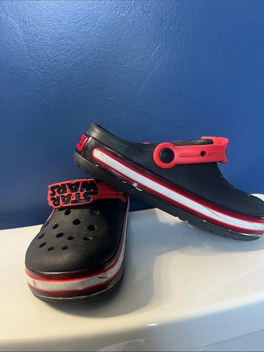 Star Wars Black and Red Kids J2 Clog Sandals with Vader Accent